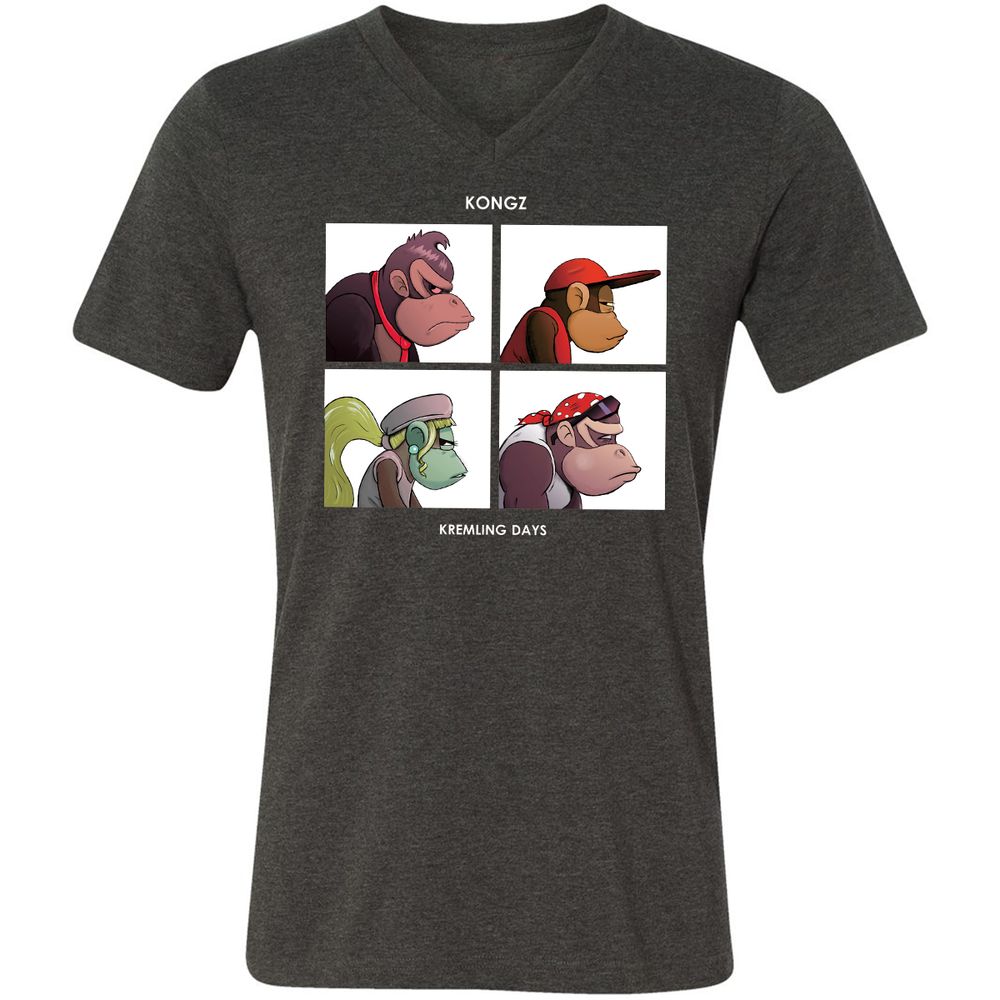 Unisex V-Neck T-Shirt - N695K2RH - Dark Grey Heather - 8