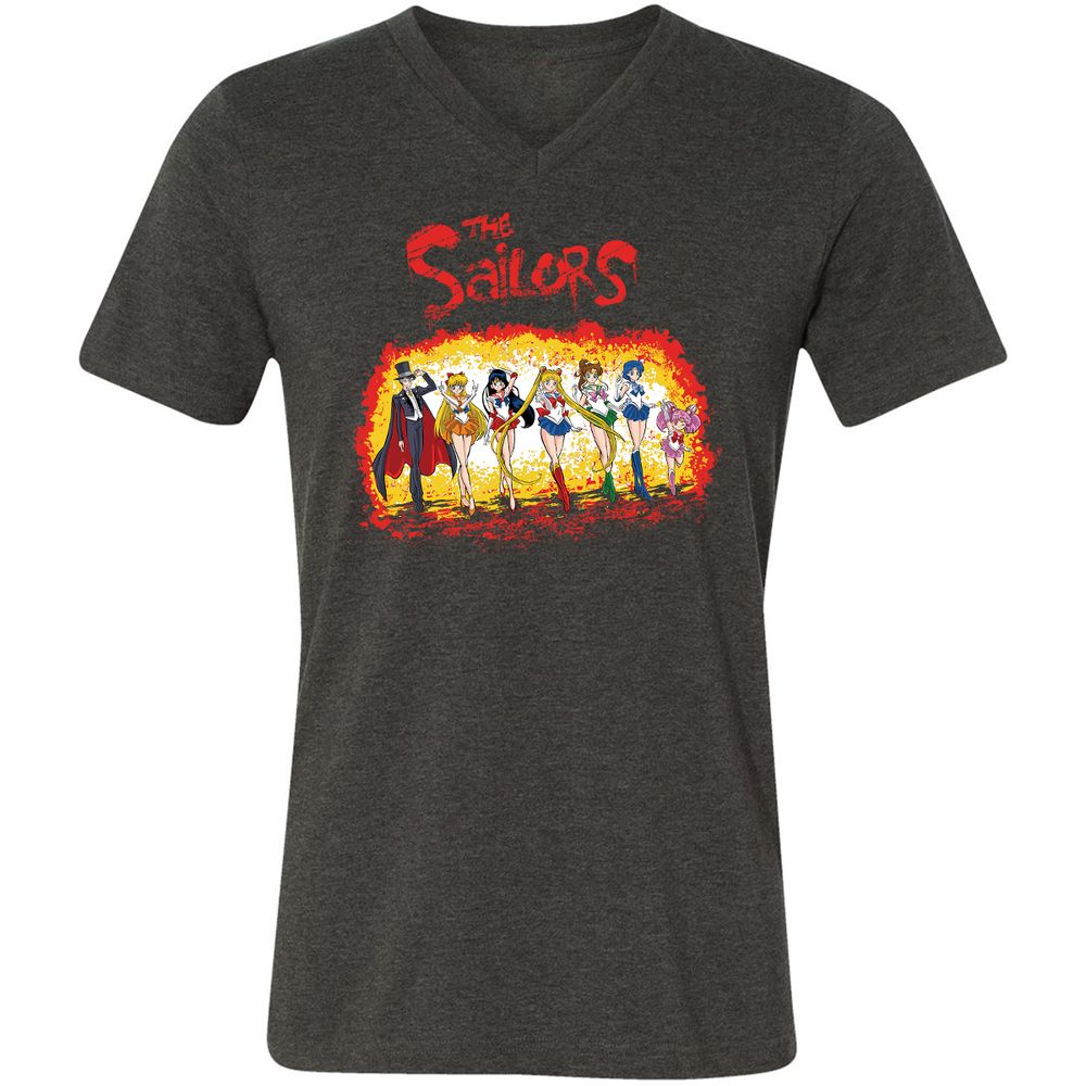 Unisex V-Neck T-Shirt - TJEQEL99 - Dark Grey Heather - 8