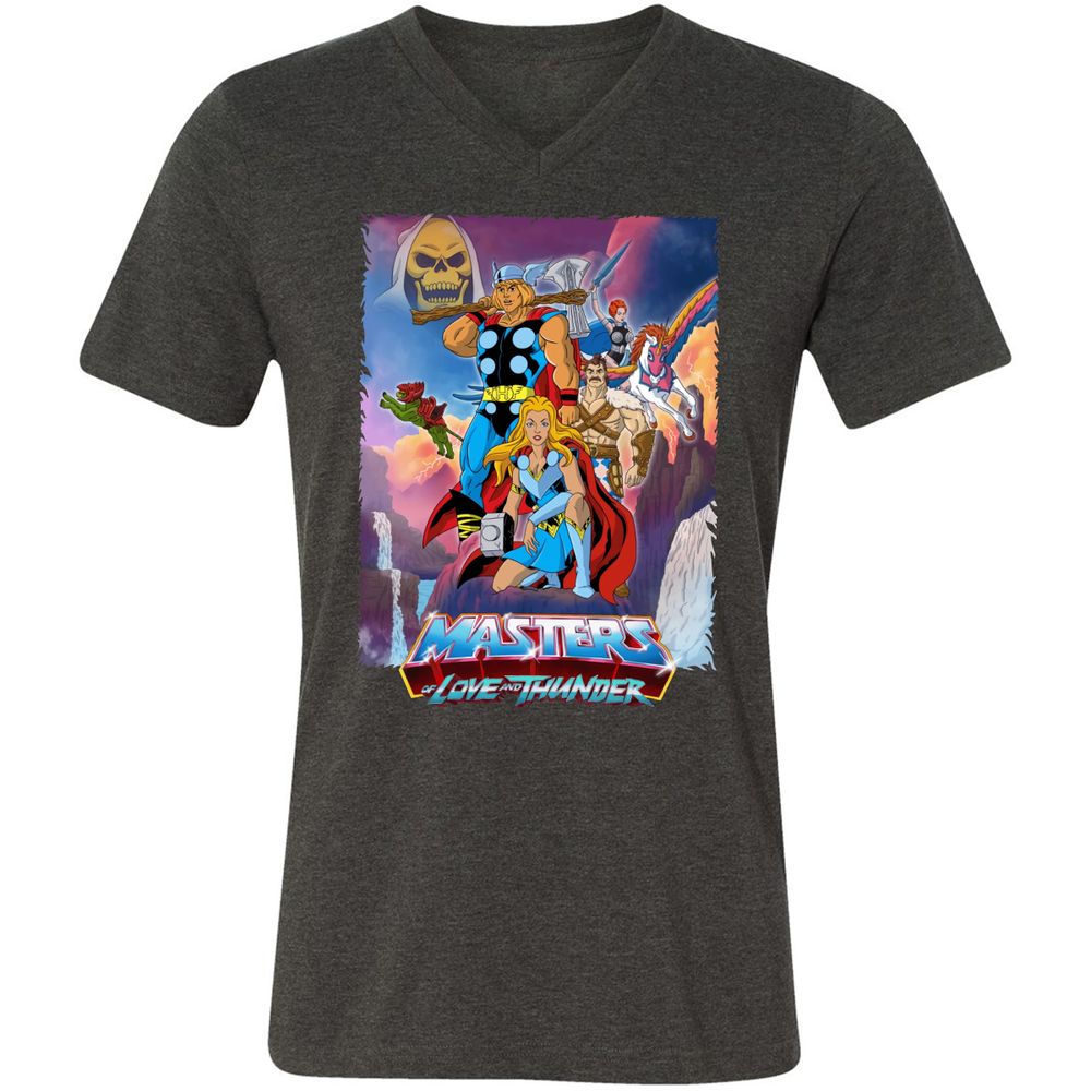 Unisex V-Neck T-Shirt - XEB6EWRZ - Dark Grey Heather - 8