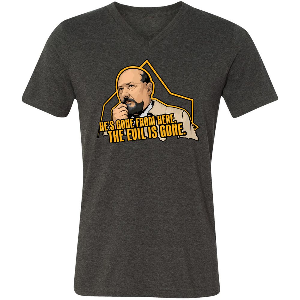 Unisex V-Neck T-Shirt - NWCRCUKM - Dark Grey Heather - 8