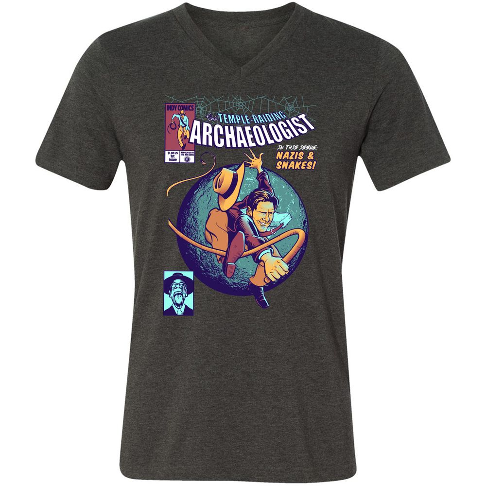 Unisex V-Neck T-Shirt - BNNYYSX8 - Dark Grey Heather - 8
