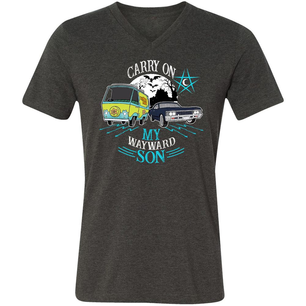 Unisex V-Neck T-Shirt - TZZBD337 - Dark Grey Heather - 8