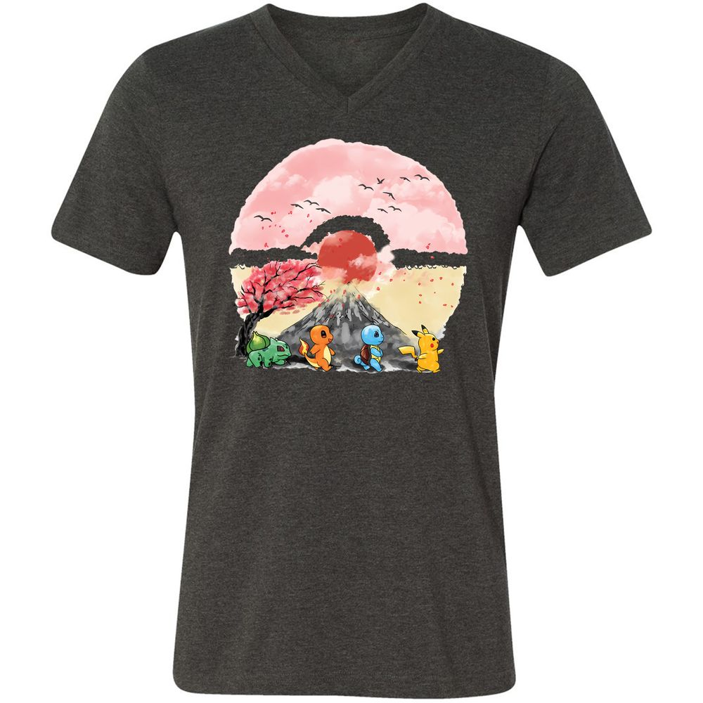 Unisex V-Neck T-Shirt - NQBEUSJ8 - Dark Grey Heather - 8