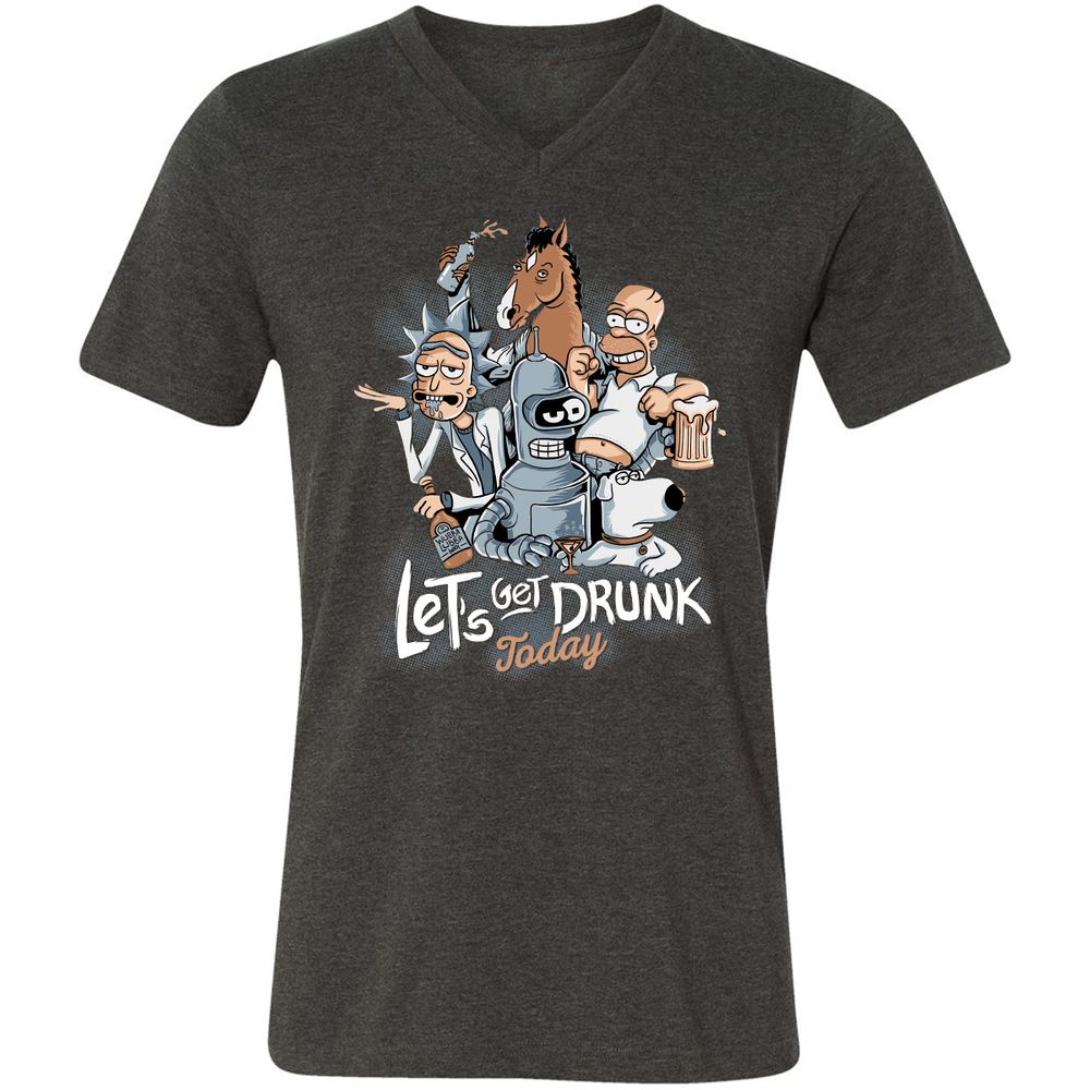 Unisex V-Neck T-Shirt - 7X55F3FL - Dark Grey Heather - 8