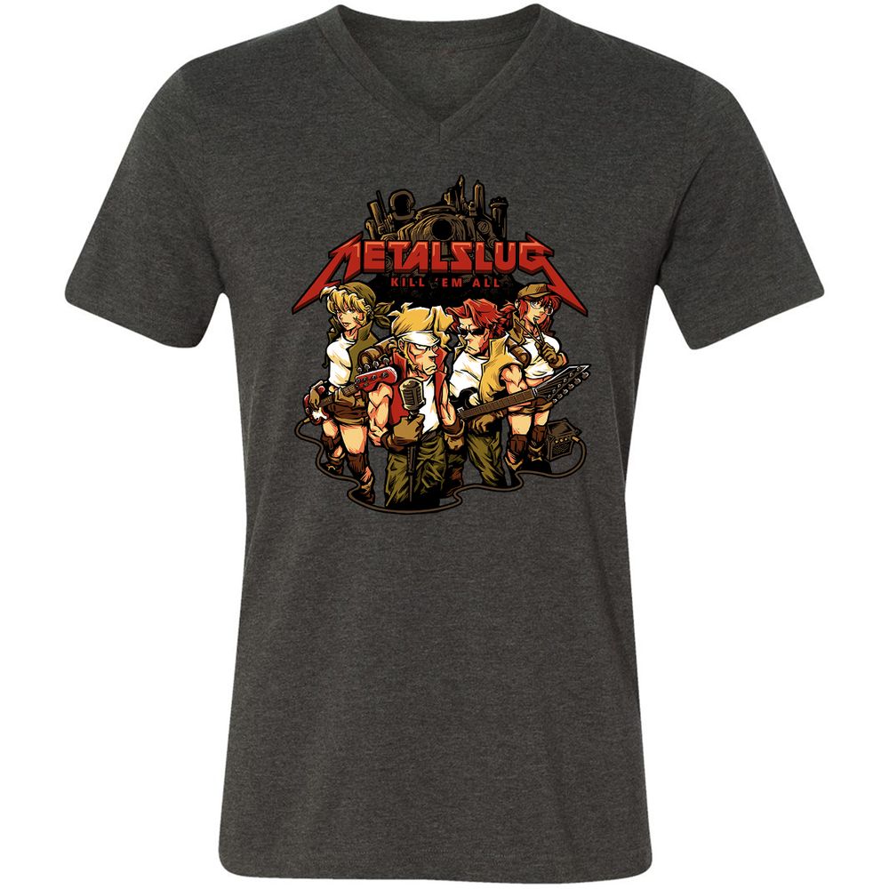 Unisex V-Neck T-Shirt - 9J1E4TKR - Dark Grey Heather - 8