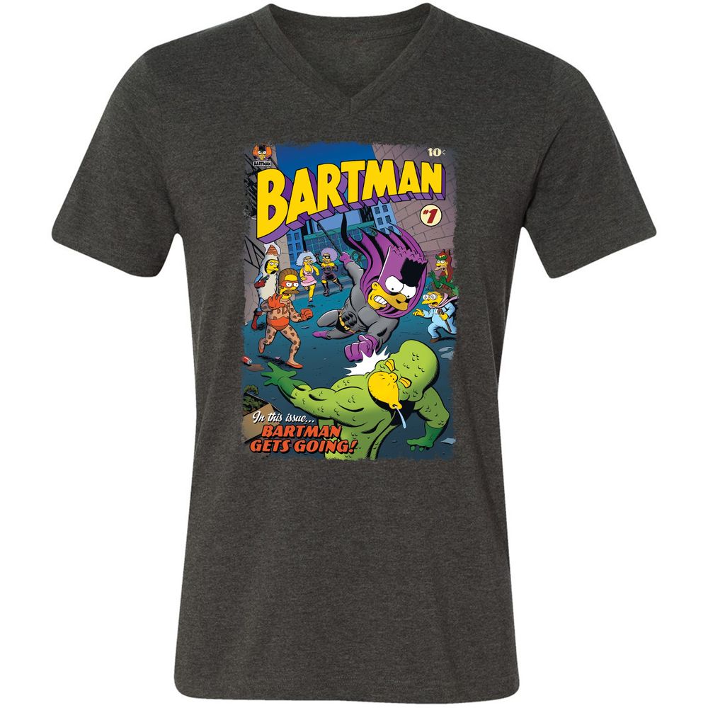 Unisex V-Neck T-Shirt - TBCQZPBR - Dark Grey Heather - 8