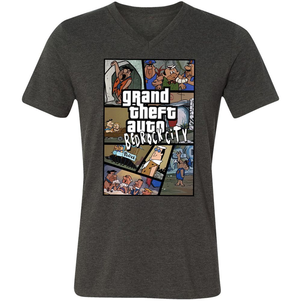 Unisex V-Neck T-Shirt - 7R8V4MEM - Dark Grey Heather - 8