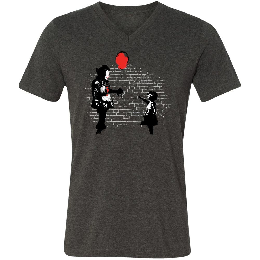 Unisex V-Neck T-Shirt - C7X85UJN - Dark Grey Heather - 8