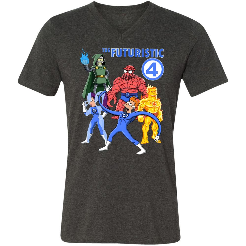 Unisex V-Neck T-Shirt - RVLHGJ8G - Dark Grey Heather - 8