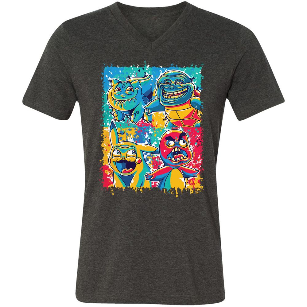 Unisex V-Neck T-Shirt - P6JLJ7FX - Dark Grey Heather - 8