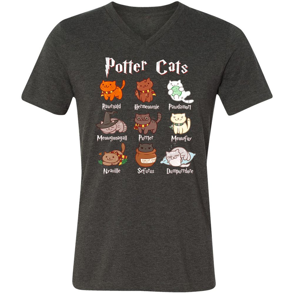 Unisex V-Neck T-Shirt - T7NK24Y6 - Dark Grey Heather - 8