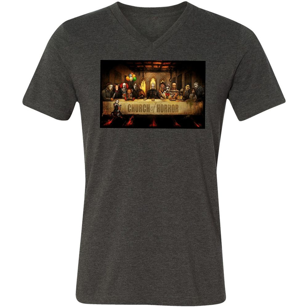 Unisex V-Neck T-Shirt - C2L6UWV1 - Dark Grey Heather - 8