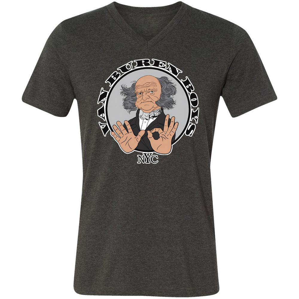 Unisex V-Neck T-Shirt - NEKEJSL3 - Dark Grey Heather - 8
