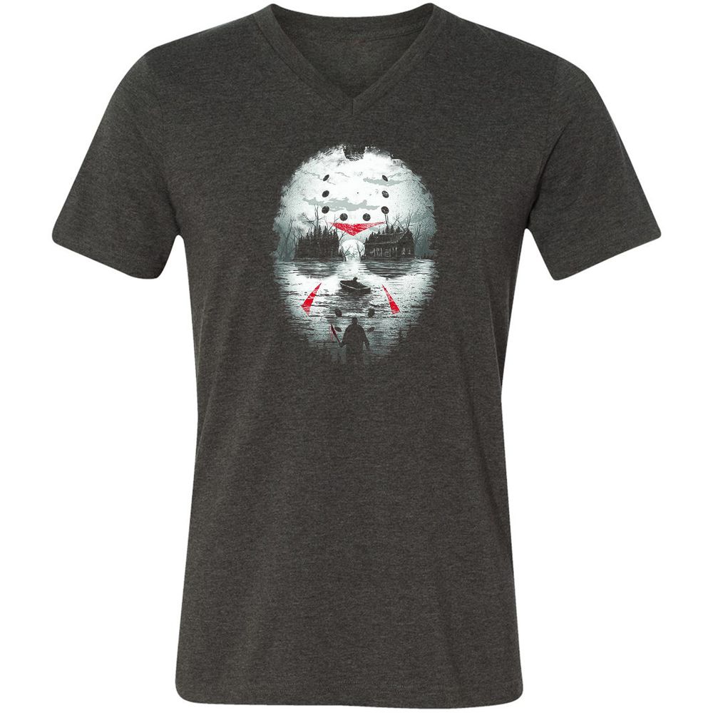 Unisex V-Neck T-Shirt - LRBYUR2A - Dark Grey Heather - 8