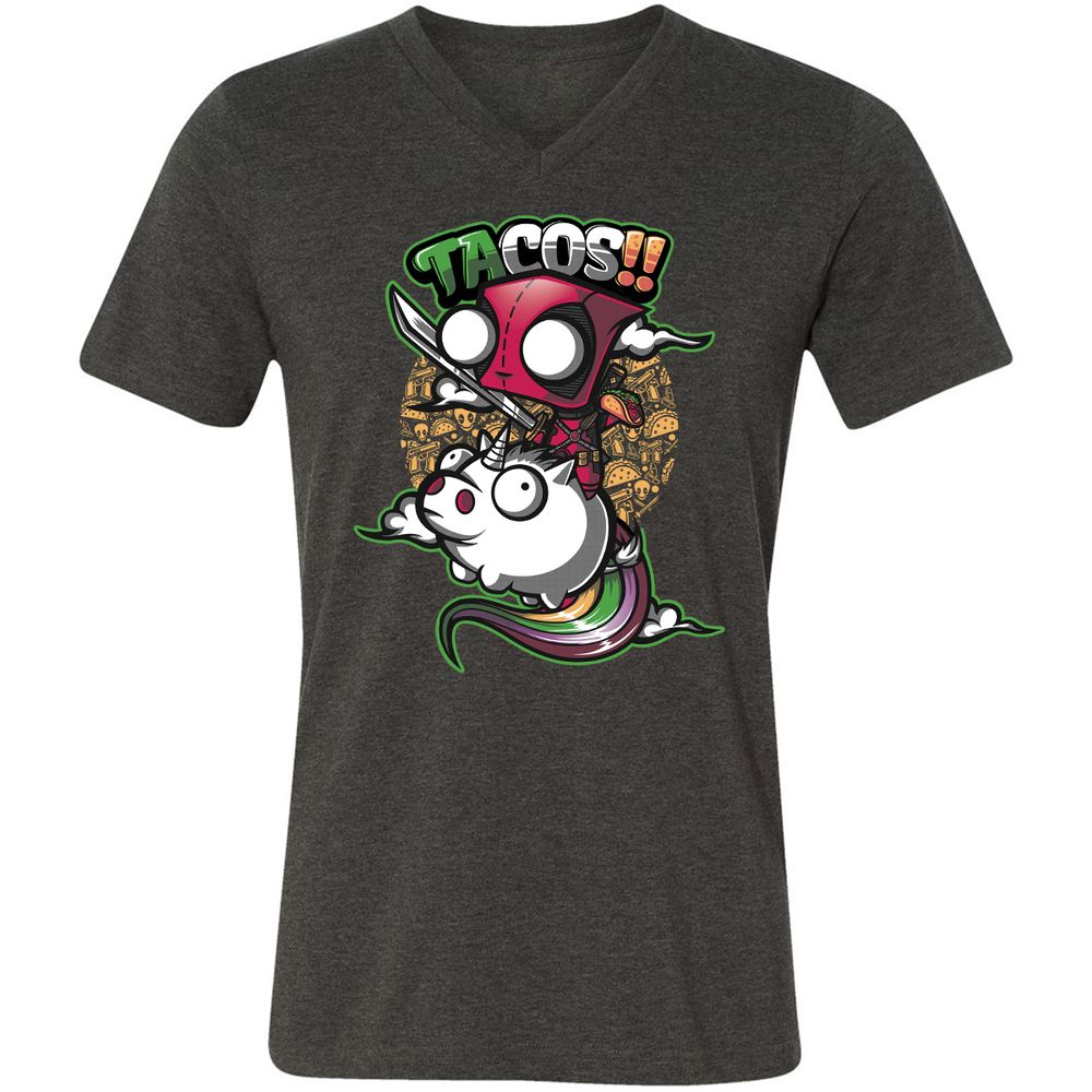 Unisex V-Neck T-Shirt - HBZCTNRH - Dark Grey Heather - 8