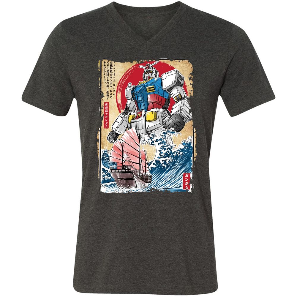 Unisex V-Neck T-Shirt - DMSZZYLK - Dark Grey Heather - 8