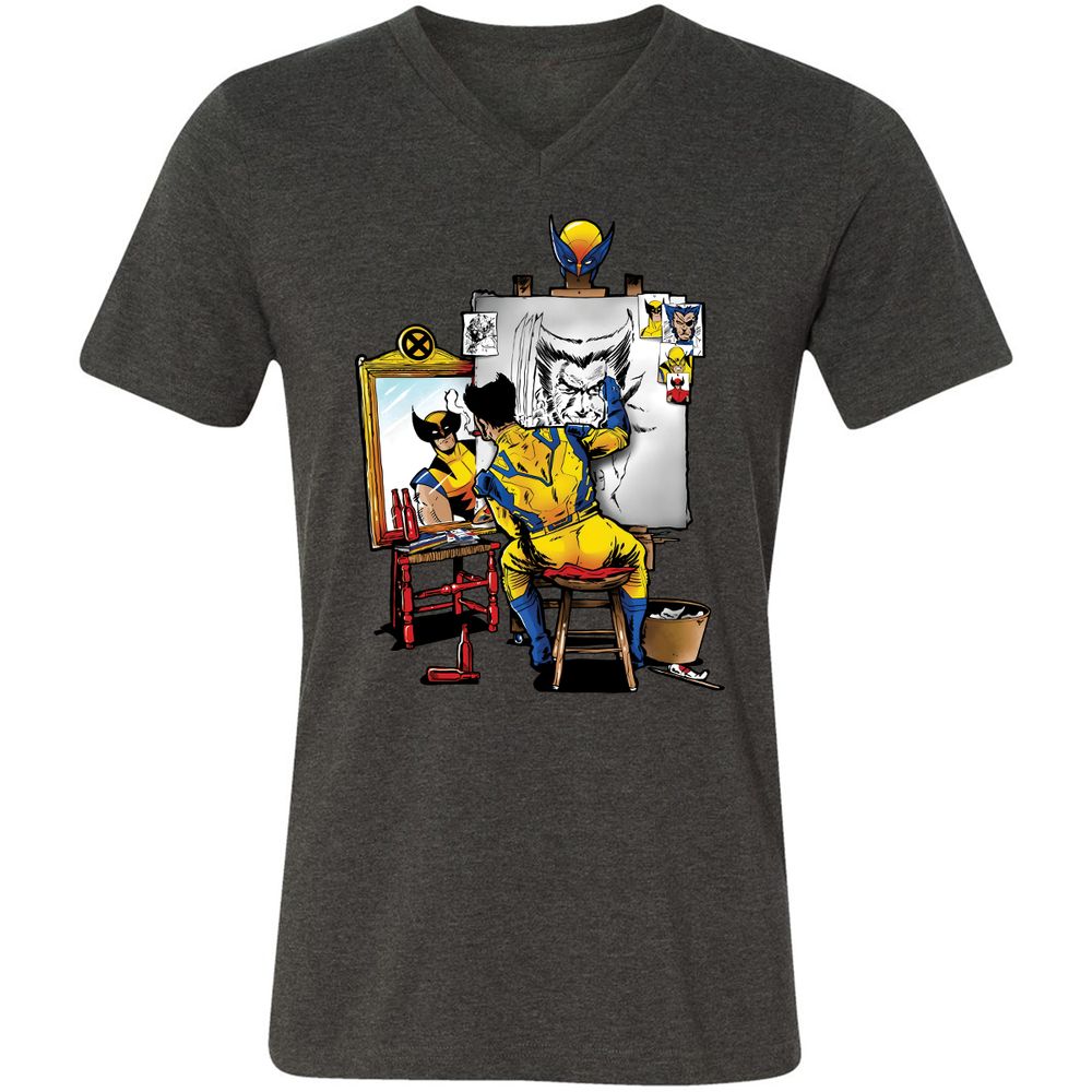 Unisex V-Neck T-Shirt - D9ZMUZ84 - Dark Grey Heather - 8