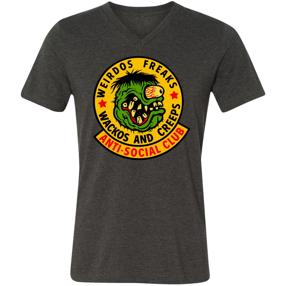 Unisex V-Neck T-Shirt - LLQJZC35 - Dark Grey Heather - 8