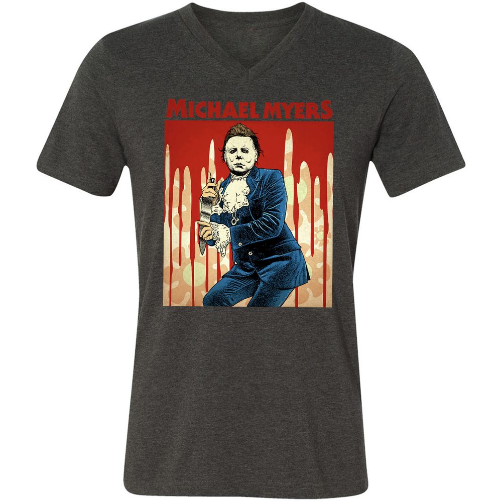 Unisex V-Neck T-Shirt - 5QMSAYPT - Dark Grey Heather - 8