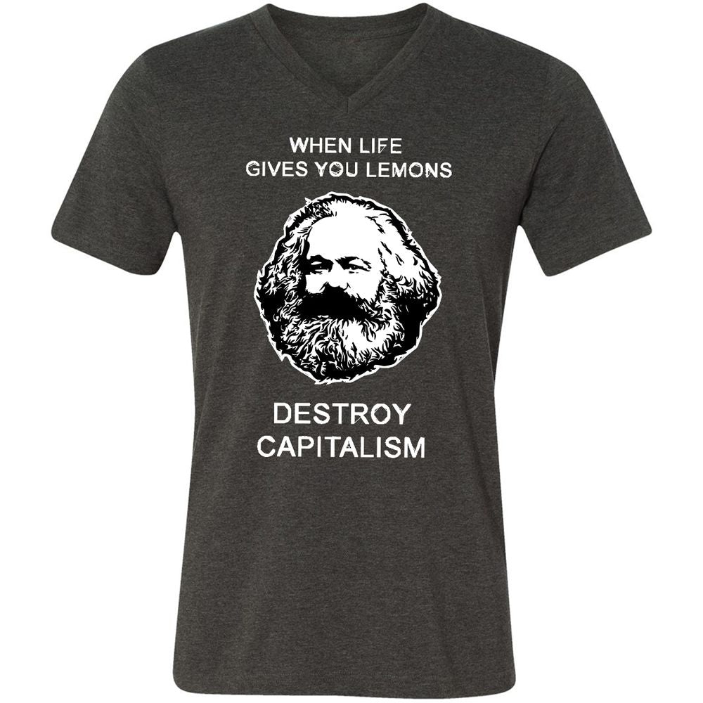 Unisex V-Neck T-Shirt - V4CQRWM8 - Dark Grey Heather - 8