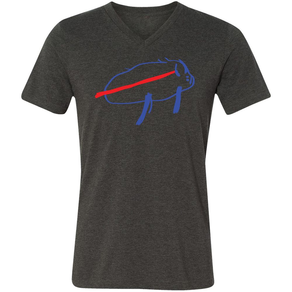 Unisex V-Neck T-Shirt - 7375CYQ4 - Dark Grey Heather - 8