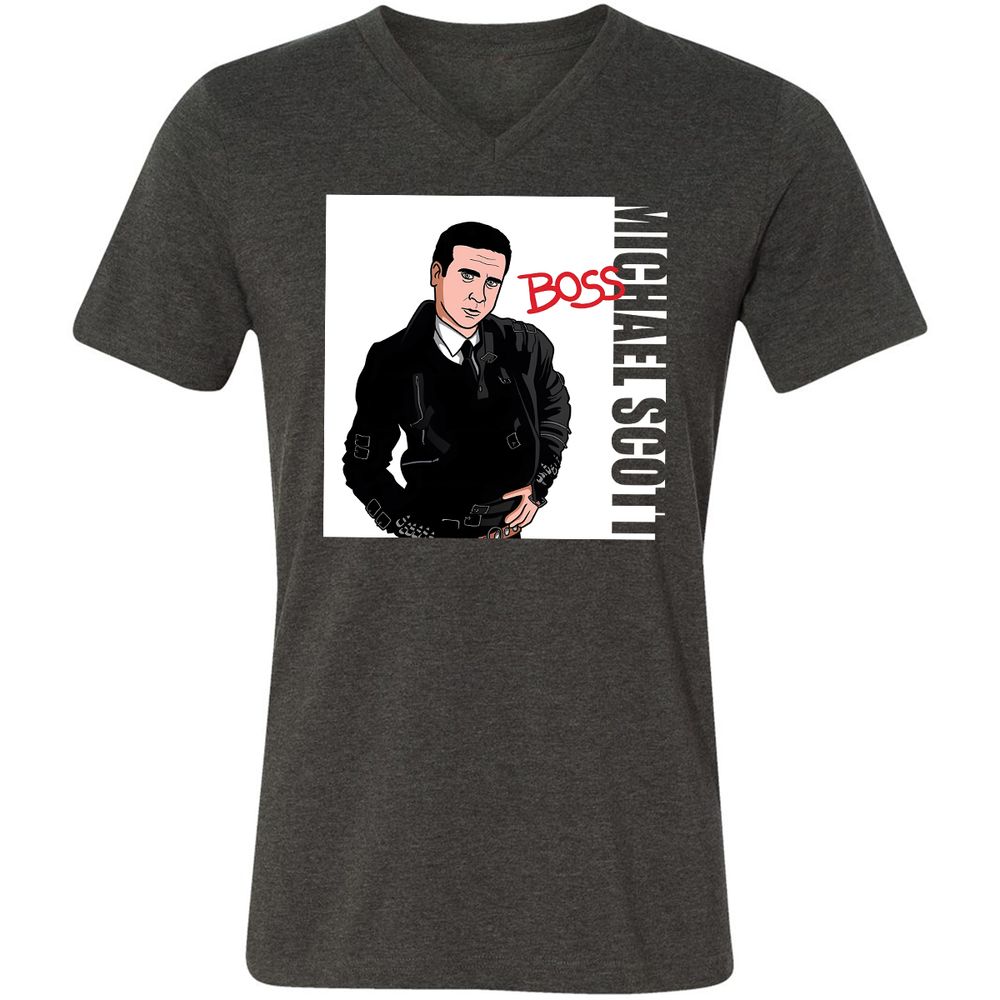 Unisex V-Neck T-Shirt - MZP4A9WC - Dark Grey Heather - 8