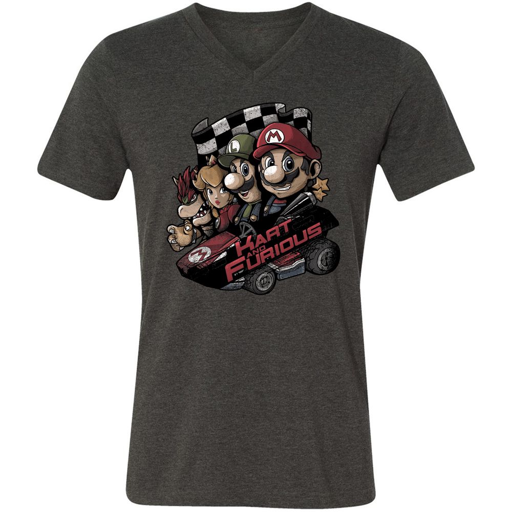Unisex V-Neck T-Shirt - 6JBP9TWU - Dark Grey Heather - 8