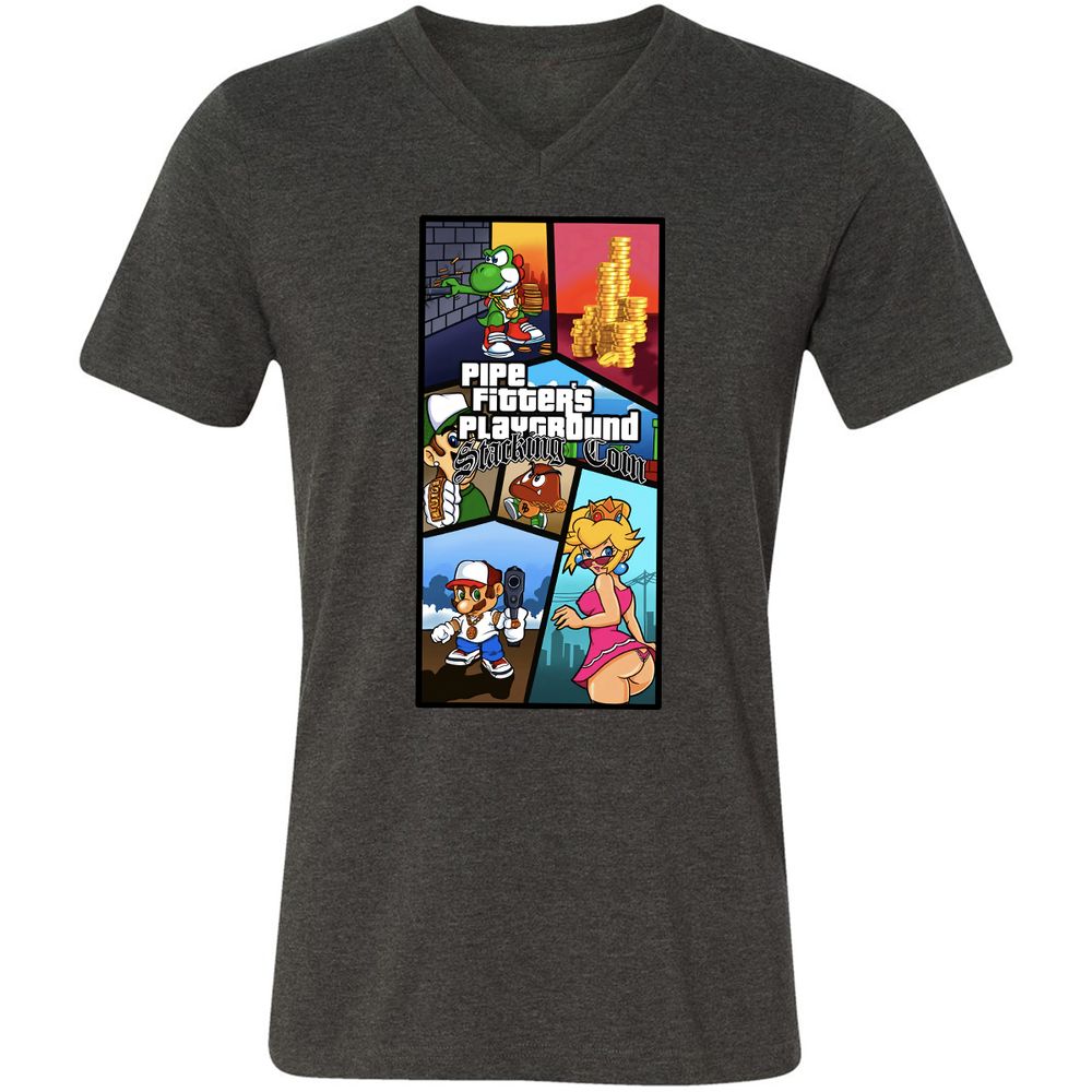 Unisex V-Neck T-Shirt - DYXCW3KN - Dark Grey Heather - 8