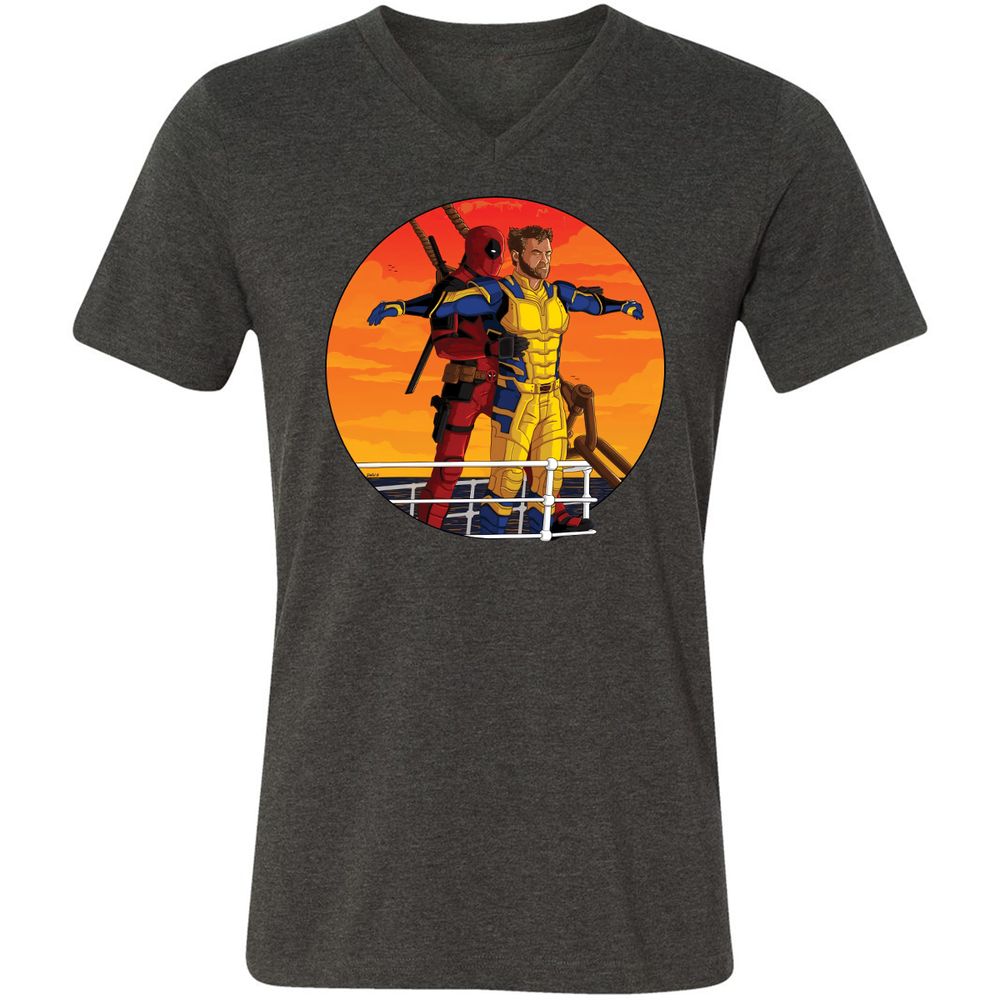 Unisex V-Neck T-Shirt - 1J8ZB4R5 - Dark Grey Heather - 8