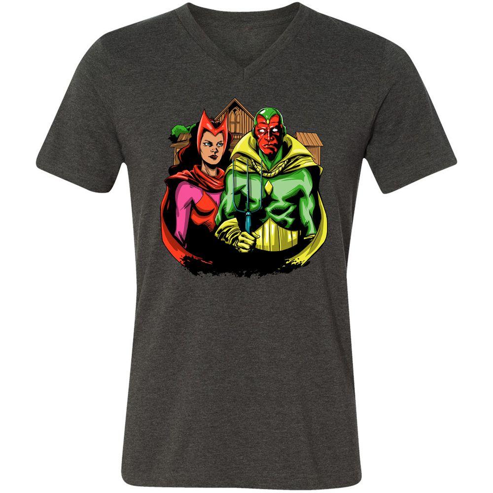 Unisex V-Neck T-Shirt - 5U655XYT - Dark Grey Heather - 8