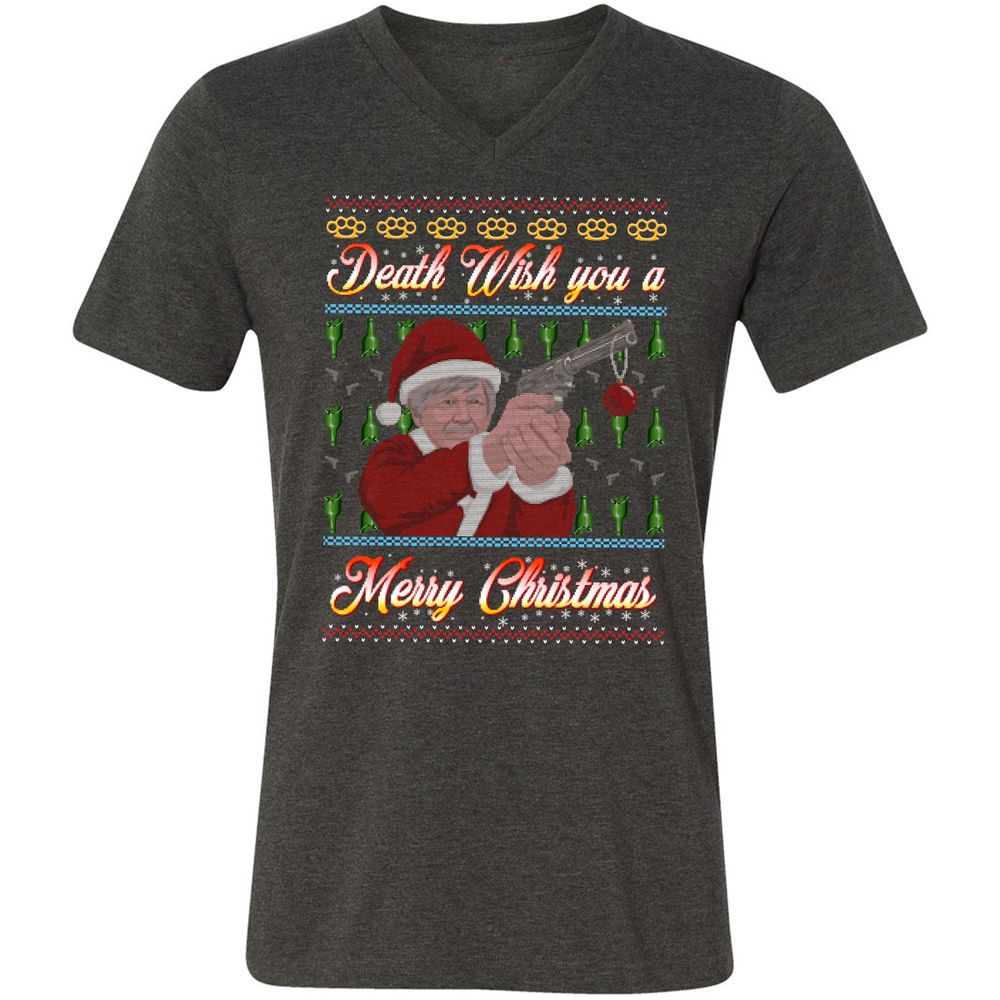 Unisex V-Neck T-Shirt - FZVM2GH4 - Dark Grey Heather - 8