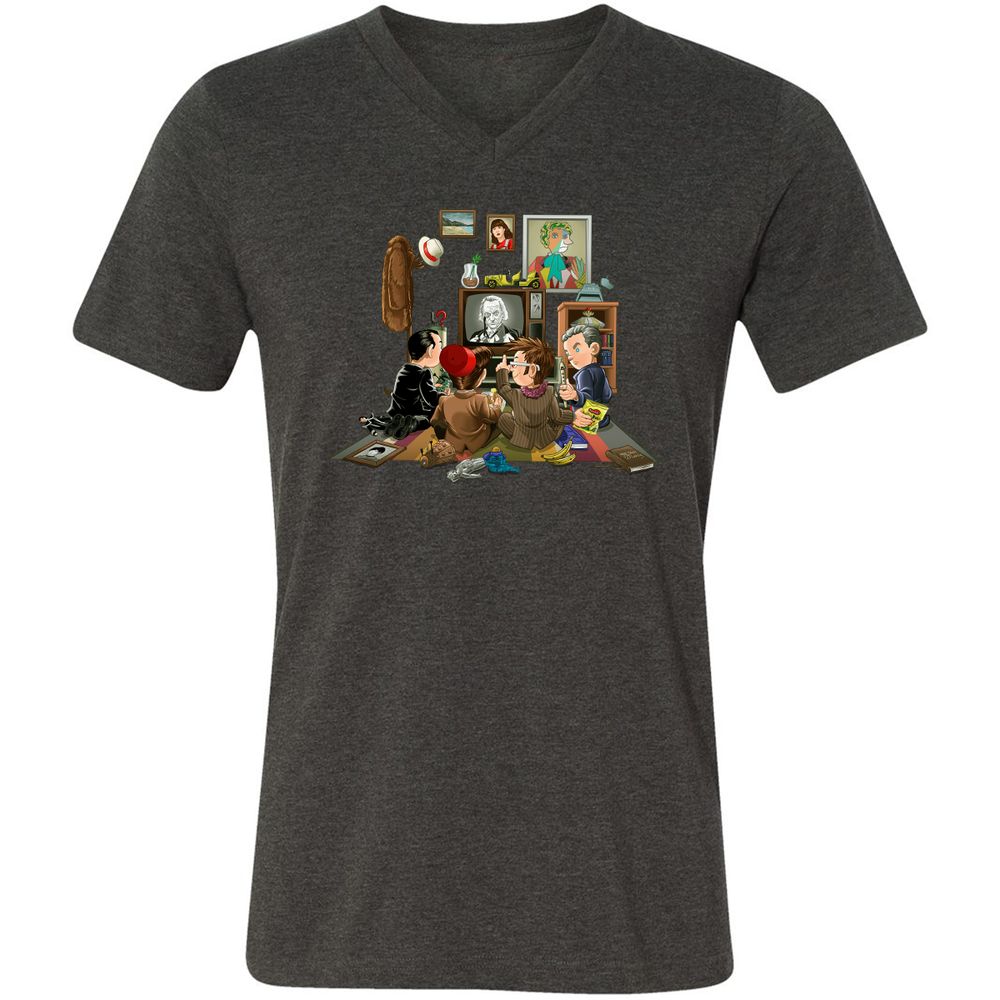 Unisex V-Neck T-Shirt - XZ6L4SJY - Dark Grey Heather - 8