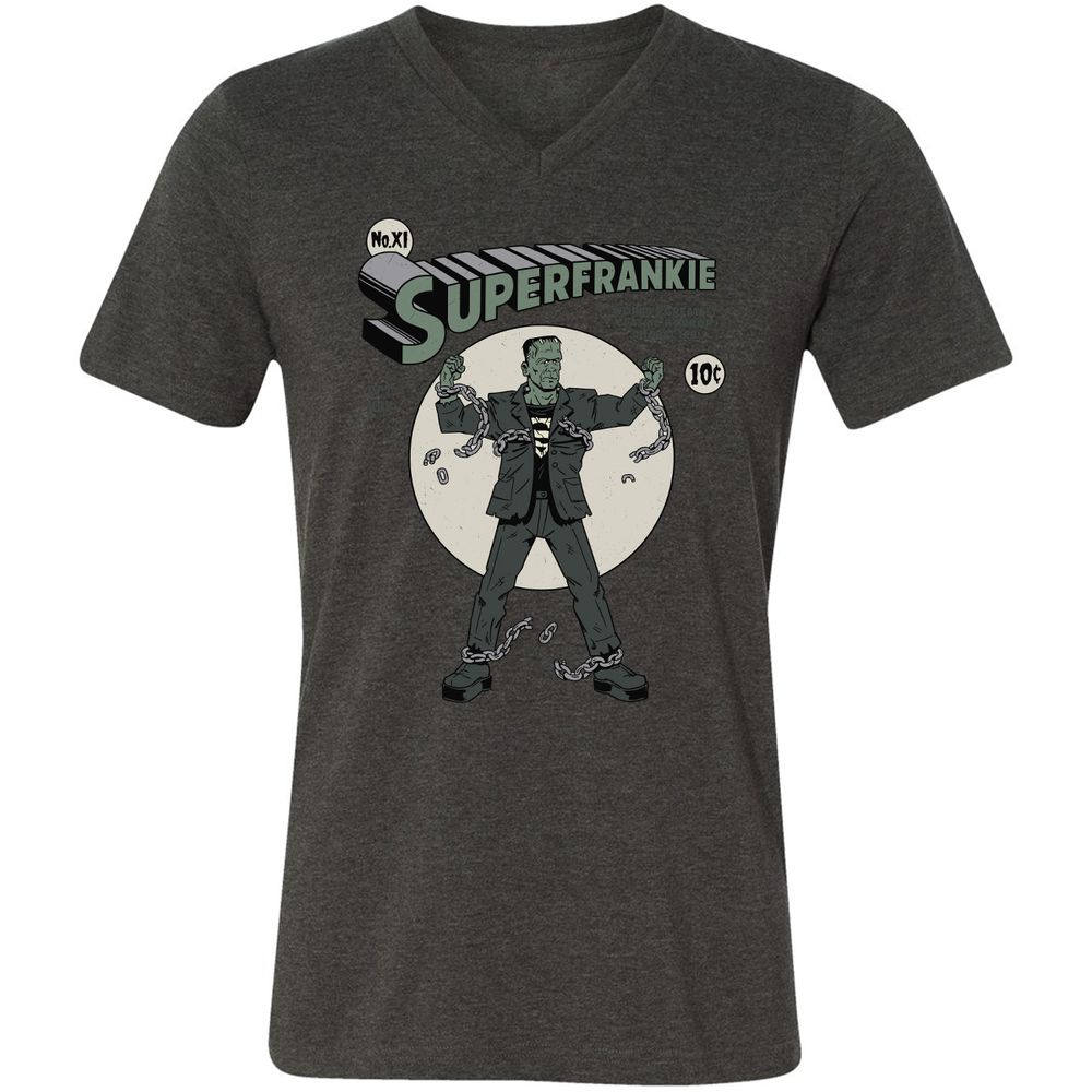 Unisex V-Neck T-Shirt - KBG7AU6R - Dark Grey Heather - 8
