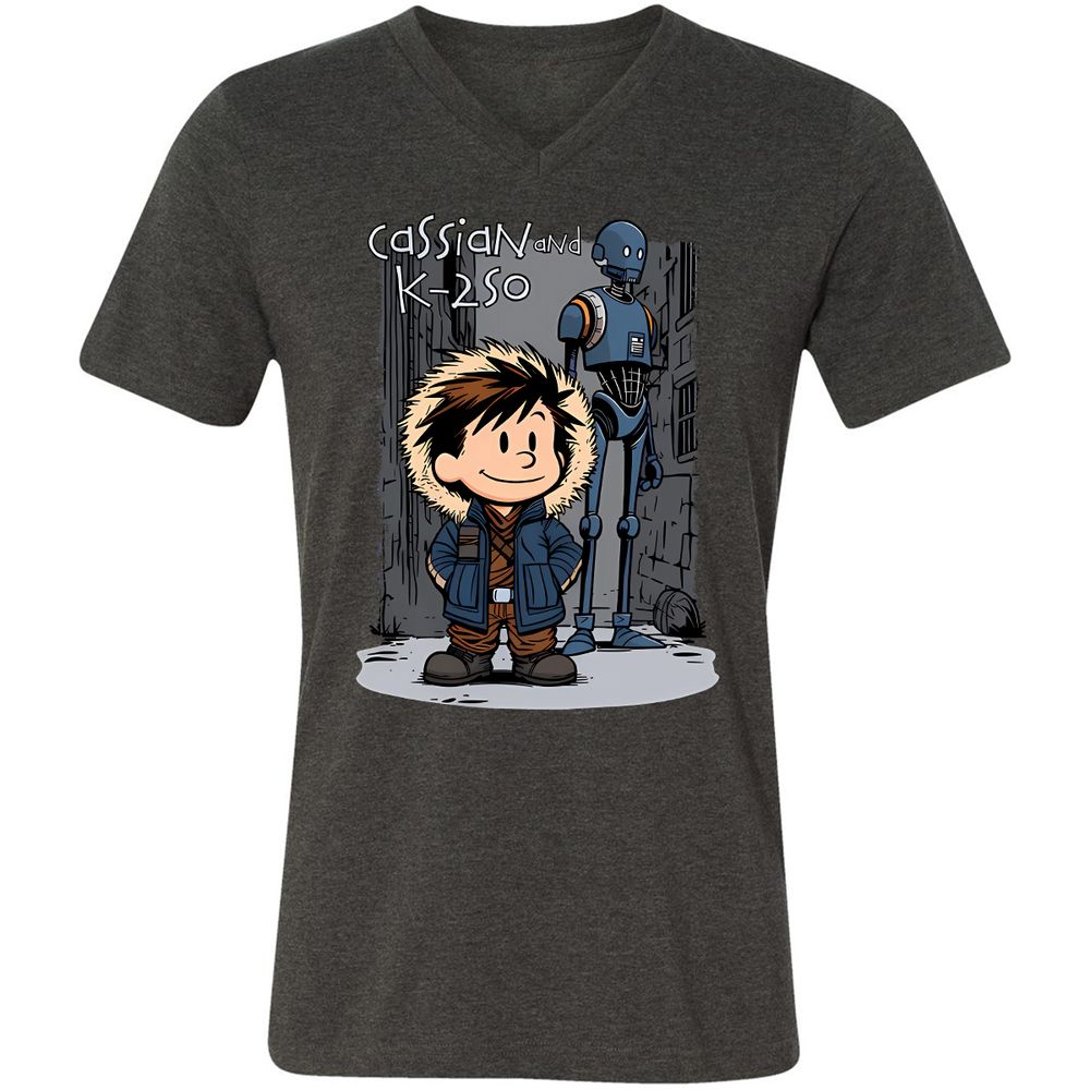 Unisex V-Neck T-Shirt - 7XF8XK8F - Dark Grey Heather - 8