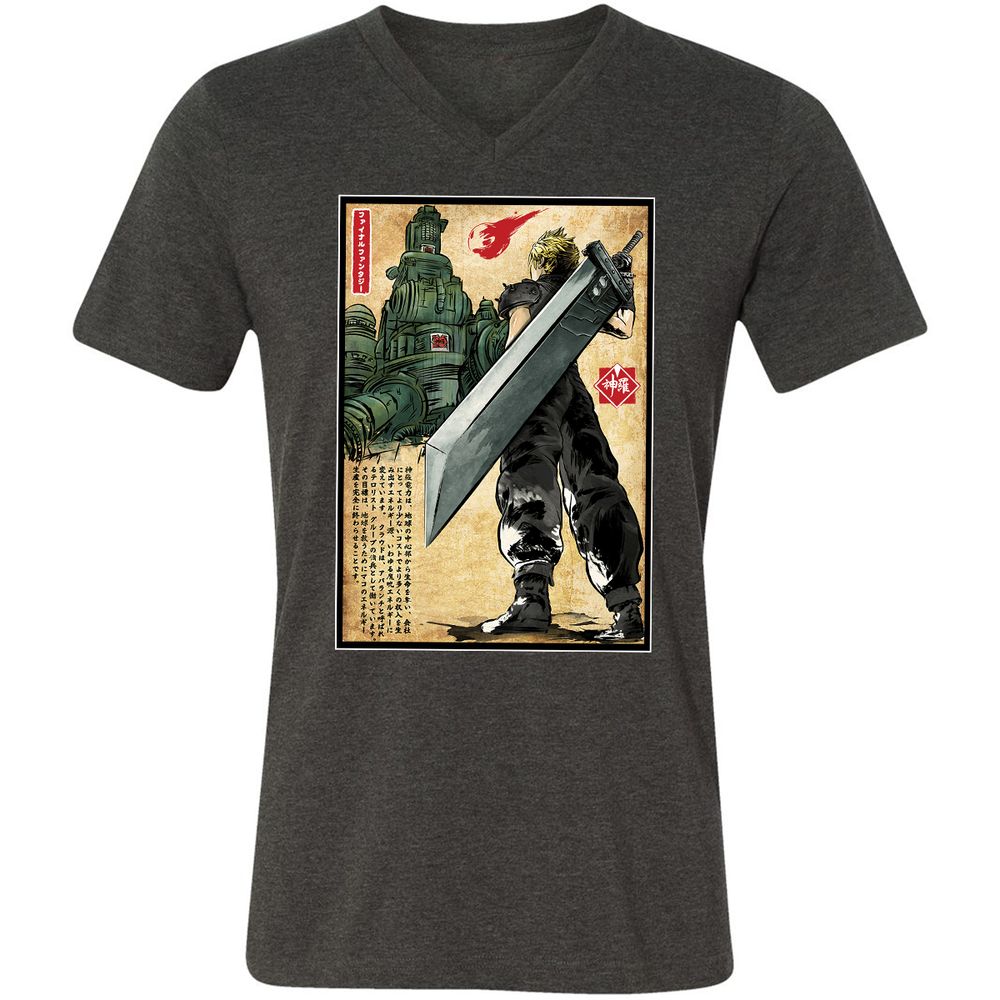 Unisex V-Neck T-Shirt - GKGG8FQ3 - Dark Grey Heather - 8