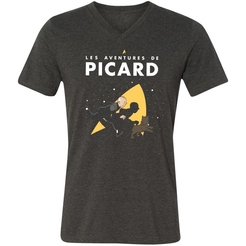 Unisex V-Neck T-Shirt - LZW8TEDW - Dark Grey Heather - 8