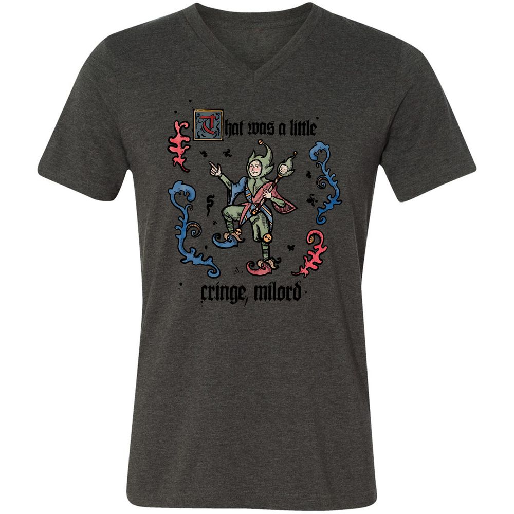 Unisex V-Neck T-Shirt - 8Y647KF7 - Dark Grey Heather - 8