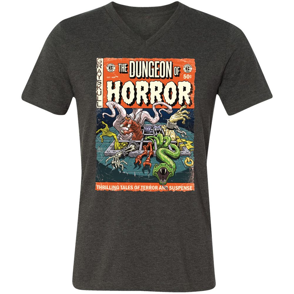 Unisex V-Neck T-Shirt - 1BFDZHPF - Dark Grey Heather - 8