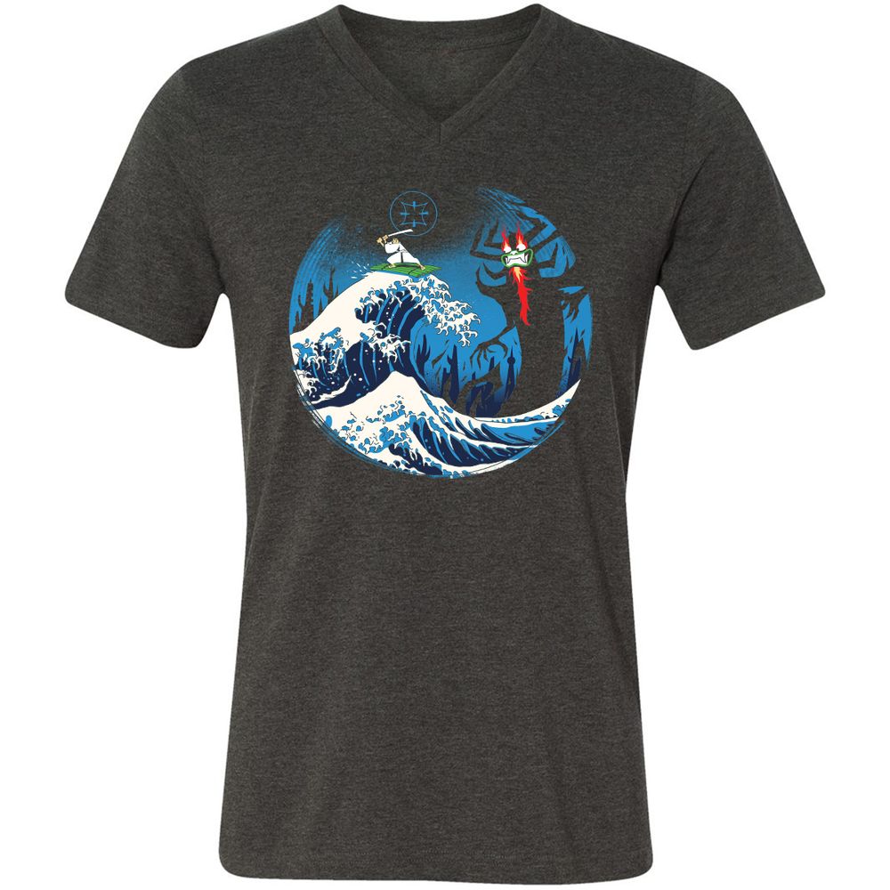 Unisex V-Neck T-Shirt - 4GNP7PWM - Dark Grey Heather - 8