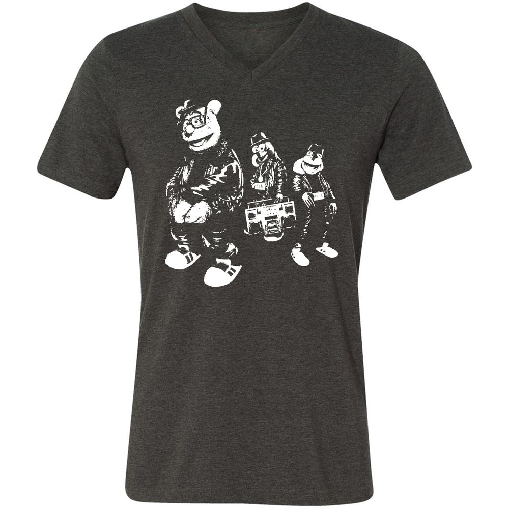Unisex V-Neck T-Shirt - TSAXBR39 - Dark Grey Heather - 8