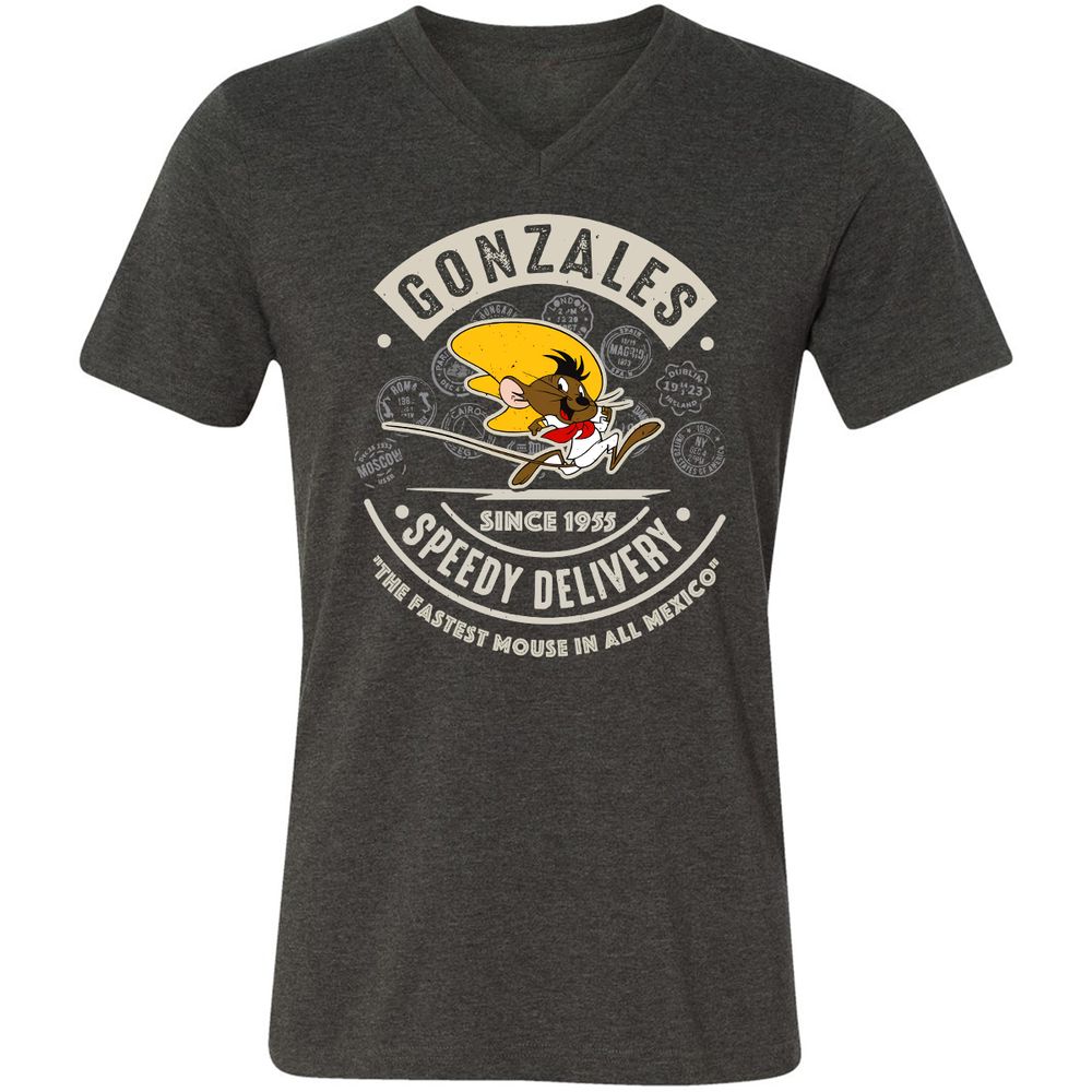 Unisex V-Neck T-Shirt - AA6QHQ7S - Dark Grey Heather - 8