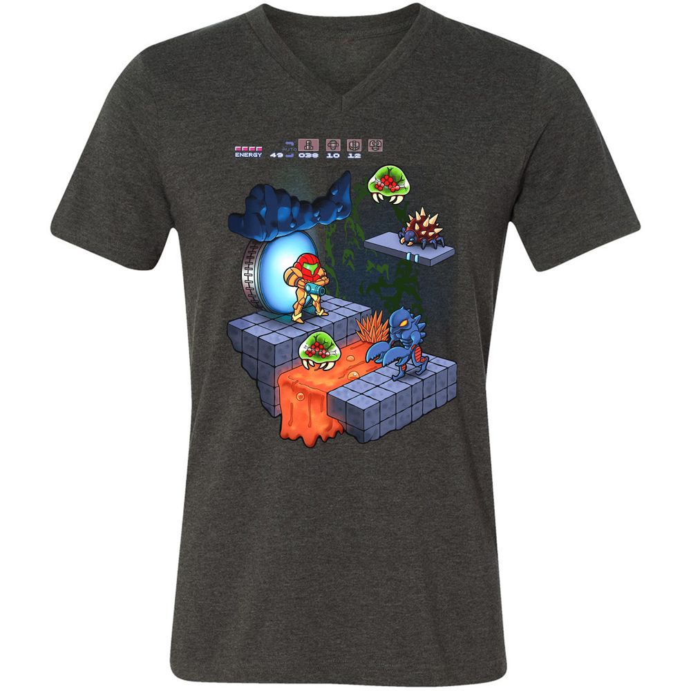 Unisex V-Neck T-Shirt - K3GPFWZM - Dark Grey Heather - 8