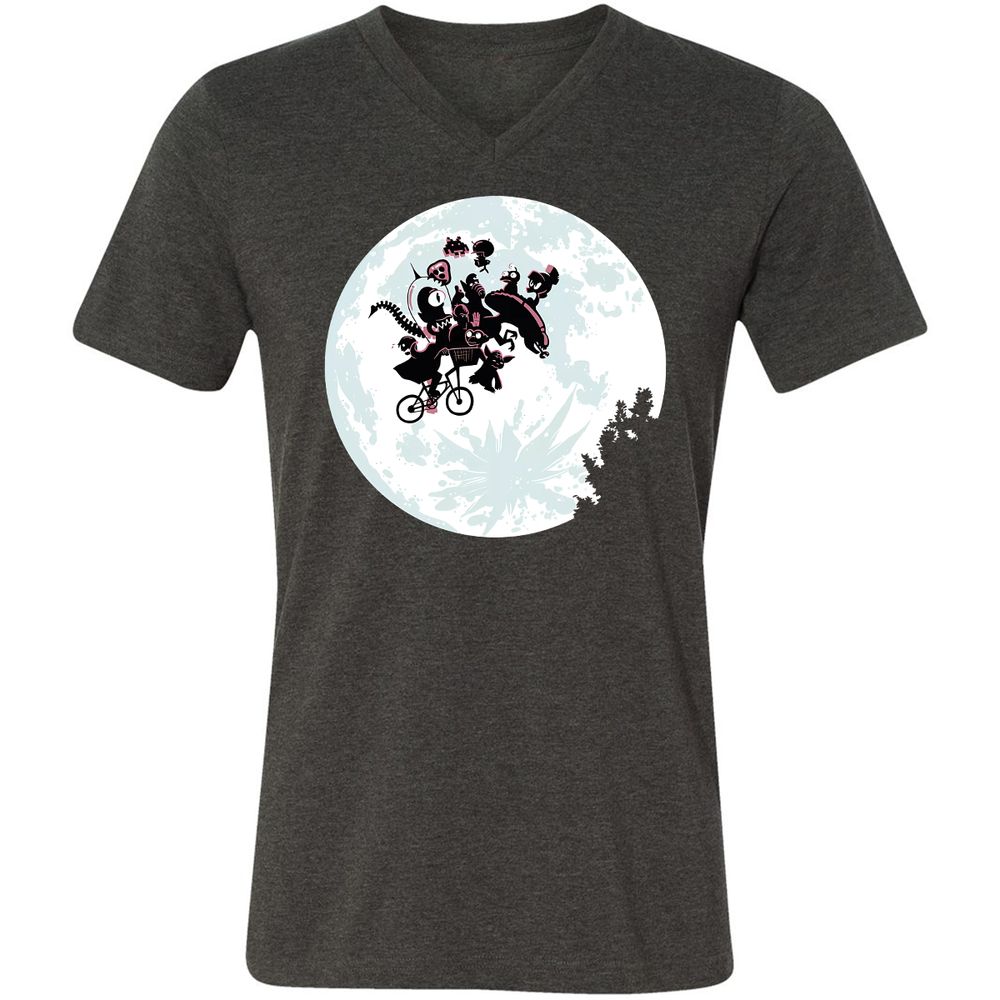 Unisex V-Neck T-Shirt - RS1XUU7E - Dark Grey Heather - 8