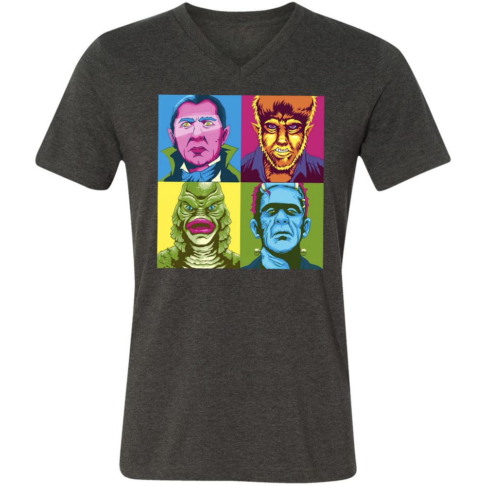Unisex V-Neck T-Shirt - ZRGXUVQ5 - Dark Grey Heather - 8