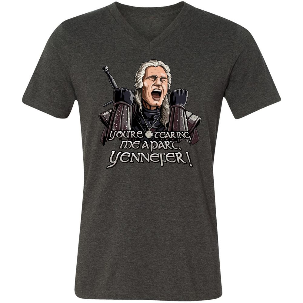 Unisex V-Neck T-Shirt - S56W49CW - Dark Grey Heather - 8