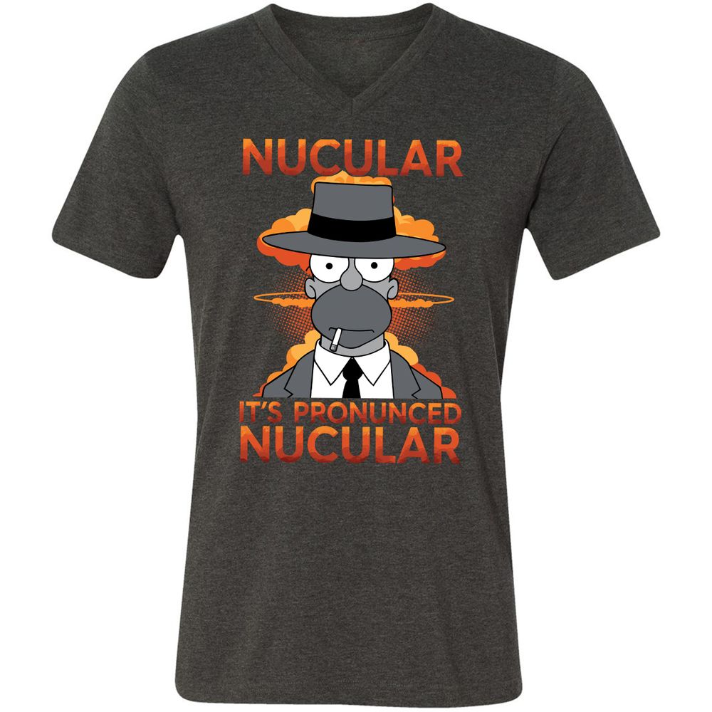 Unisex V-Neck T-Shirt - HLG2PUK5 - Dark Grey Heather - 8