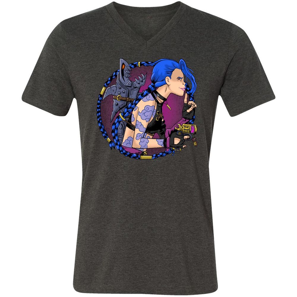 Unisex V-Neck T-Shirt - JU1JJMX5 - Dark Grey Heather - 8