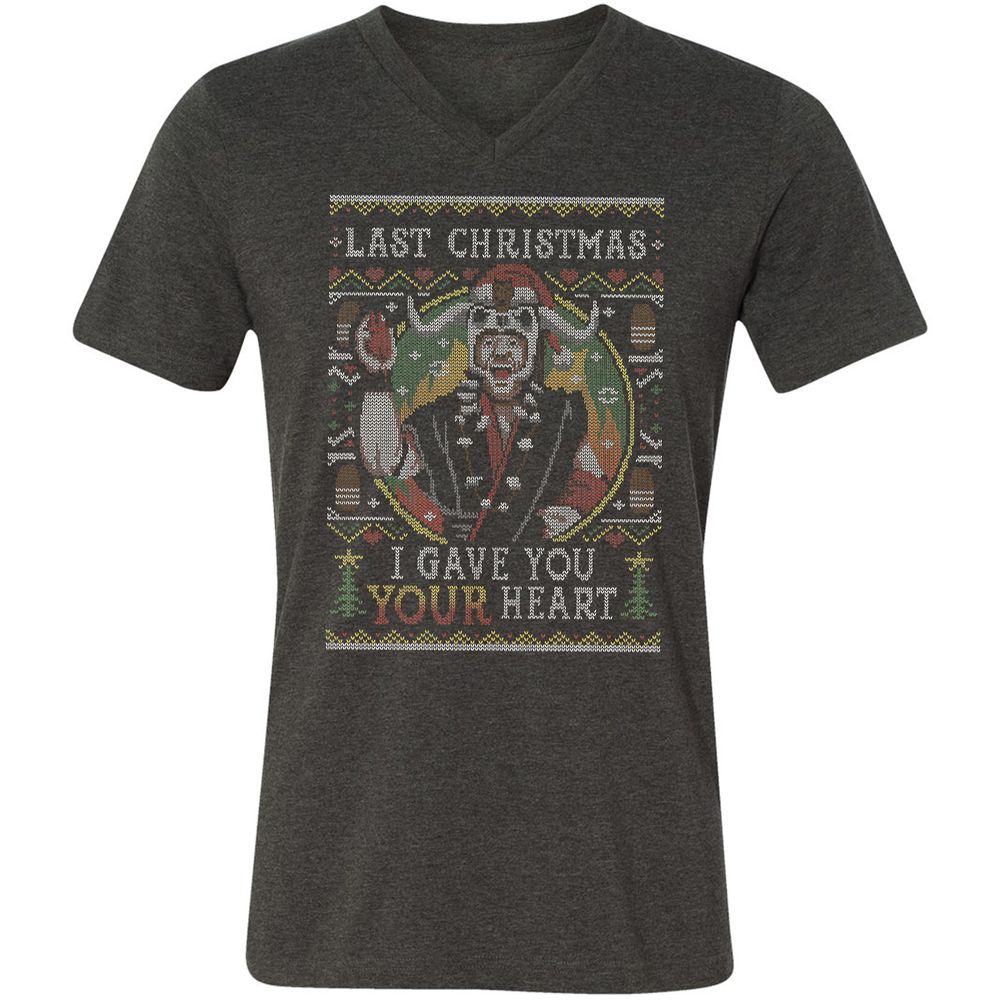 Unisex V-Neck T-Shirt - RPYBKFFG - Dark Grey Heather - 8