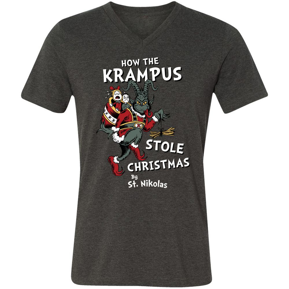 Unisex V-Neck T-Shirt - 7WBFTMYF - Dark Grey Heather - 8