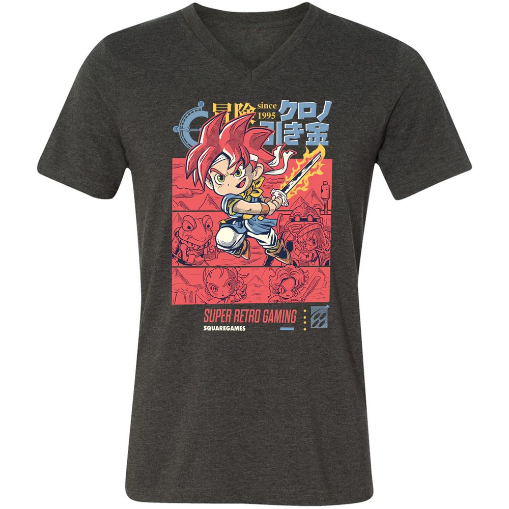 Unisex V-Neck T-Shirt - W85UQ4VY - Dark Grey Heather - 8